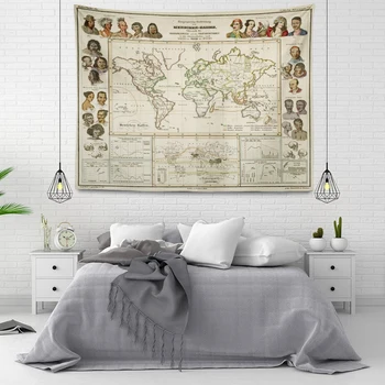 A nagy Felbontású Szövet Világ Térkép Gobelin, Falra, Akvarell, Levél, asztalterítő, Jóga, Strand Törülköző hálószoba dekoráció