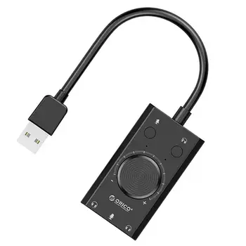ORICO Külső USB-s hangkártya Sztereó Mikrofon, Hangszóró, Fülhallgató, Audio Jack, 3,5 mm-es Kábel Adapter Mute Kapcsoló, Hangerő állító Szabad Vezetni