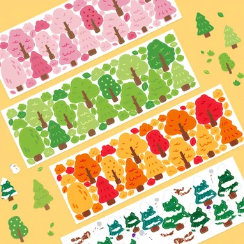 Koreai Ins Kreatív Négy Évszak Erdő Dekoráció Napló Könyv Kezét Fiók Anyag Fák Esztétikai Írószer Tervező Matricák