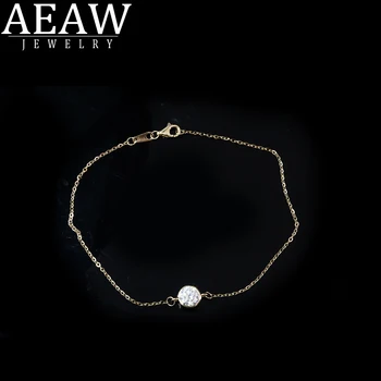 AEAW Szilárd 14K Fehér Arany 6.5 mm 1.0 ct Labor Felnőtt Moissanite Gyémánt Karkötő Teszt Pozitív Nőknek Trendi Stílus, Finom Ékszerek