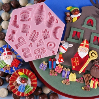 Új Rajzfilm Szilikon Fondant Penész Brit Stílusú Szent Miklós Cukorka, Csokoládé Öntőforma Baba Fél Süti Cake Díszítő Eszköz