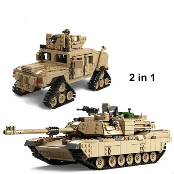 KAZI Katonai amerikai Hadsereg Blokkok 1463pcs M1A2 ABRAMS MBT Nyomon Tartály Hummer Autó 2 az 1-ben Modellek Játékok KY10000