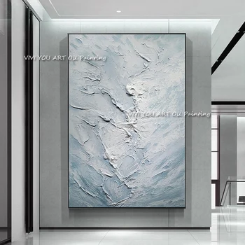 A Kézzel Készített Divat Felhő Fehér Ránc Absztrakt Kép Modern Eredeti Olajfestmény Art Design, Vászon Lógó Képek
