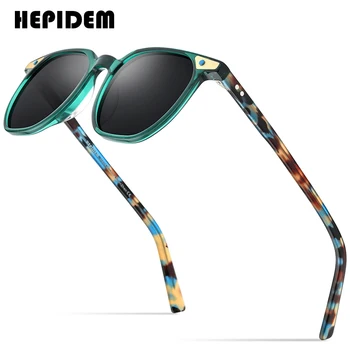HEPIDEM-Acetát Polarizált napszemüvegek Férfi 2022 Új Vintage Retro Tér Napszemüveg Női Árnyalatok 9190T