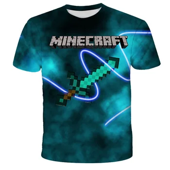 2021 Nyári Meleg Eladó Minecraft Gyerekek, Fiúk, 3D-Nyomtatott Rövid Ujjú T-shirt, a Legjobb pólók a Gyermek Játékok, Aranyos Lányok Shir