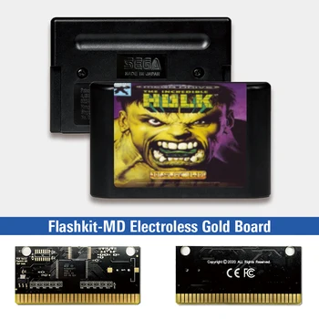 A Hihetetlen Hulk - EUR Címke Flashkit MD Electroless Arany PCB Kártya Sega Genesis Megadrive videojáték-Konzol
