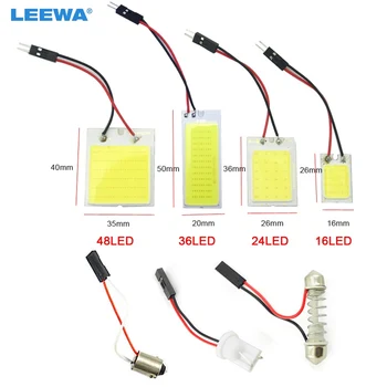 LEEWA 1db Autó COB T10 + Girland Kupola Panel Light 16 chips/24 zseton/36 chips/48 chips Autó LED olvasólámpa #CA5081