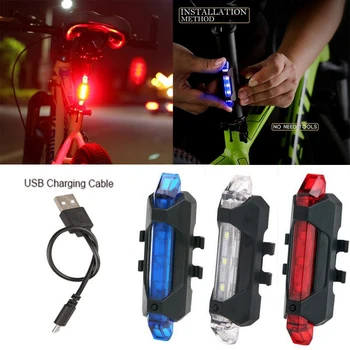 Kerékpár LED Lámpa Hátsó Hátsó hátsó Lámpák USB Újratölthető Hegyi Kerékpározás Biztonsági Figyelmeztető Lámpa Vízálló Kerékpár Kiegészítők