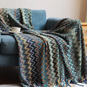 Bohém stílus kötött takarót Kanapé, téli Puha puha ágy, törölköző fedezze bojt szál takaró az ágy Otthon textil