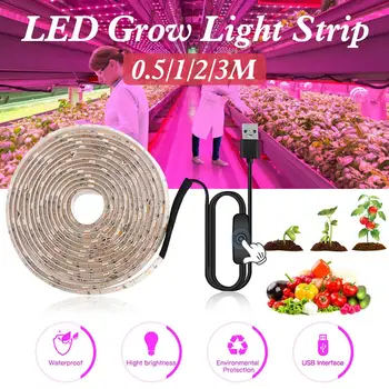 Nő LED Fény Teljes Spektrumát USB Nő Könnyű Csík 0,5 m 1m 2m 3m IP20/65 LED Növény Szalag Mag Növények, Virágok Üvegházak