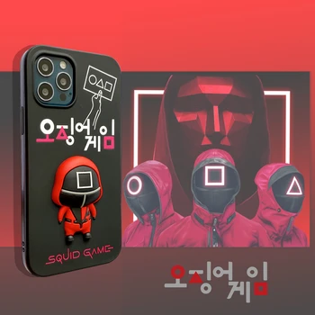 3D-s Aranyos Rajzfilm Koreai TV-Játék Telefon tok iPhone 11 12 13 Pro Max X XS Max Xr 7 8 Plusz Esetekben a Galván Fém TPU Borító