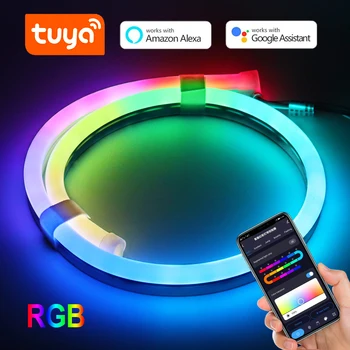 12V Tuya alkalmazás Okos RGB LED szalag lámpa 1M 2M 3M 4M 5M Rugalmas Álom színű háttérvilágítás Neon Lámpa szalag Otthoni Dekorációs Világítás