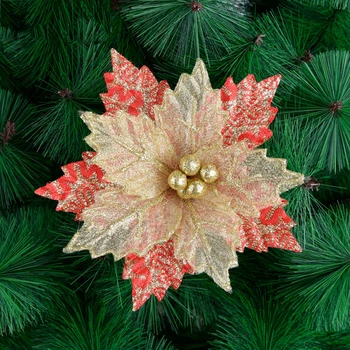 Boldog karácsonyfát, a Díszek a Mesterséges Virágokat Karácsonyi Dekoráció az Otthoni Karácsonyi Csillogás Hamis Virág Navidad Ajándékok Noel 2021
