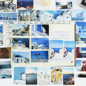 Mengtai 30db Santorini táj Dekoratív INS Matricák Scrapbooking diy Címke Napló Írószer Album Lap Tervező