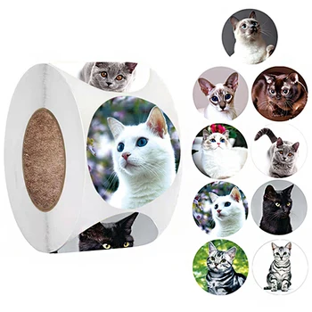 500Pcs/Roll Aranyos Macska Állatok Matricák 8 Formatervezési Minta Jutalom Matrica Gyerekeknek Ajándék Játékok Írószer Dekorációs Címkék, Matricák