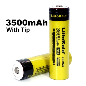 1-20DB LiitoKala Lii-35-ÖST Új 18650 akku 3,7 V 3500mAh újratölthető lítium akkumulátor LED-es elemlámpa+DIY hegyes