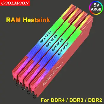 Coolmoon DDR4 DDR2 DDR3 RGB RAM Hűtőborda 5V 3Pin AURA FORDÍTOTTA: PC Alváz Memória Hűtés hőelvezetés Multi-csatlakozóaljzat Sorozat Hűtő