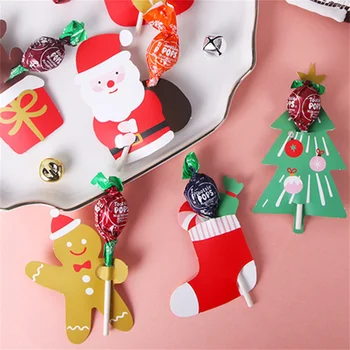 6 új Típusú DIY Karácsonyi Kreatív Nyalóka, Cukorka Csomagolás Kártya Mikulás Aranyos Candy Dekoráció Kártya Xmas Party Gyerek Szívességeket