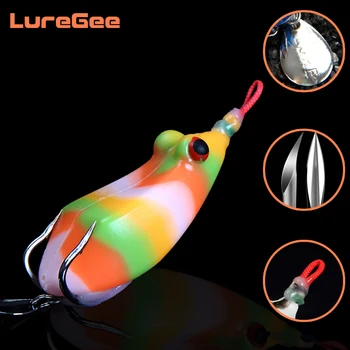 LureGee 60mm 14g Magas Minőségű Ray Béka Puha Csali Puha Cső Műanyag Halászati Csalit Mesterséges 3D Szem Swimbait Kanállal a Fekete Hal