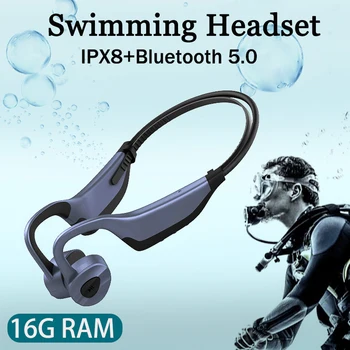 Új Úszni csontvezetéses Fejhallgató, Bluetooth, Vezeték nélküli Fülhallgató 16 gb-os MP3-Lejátszó Vízálló Fülhallgató, Fitness Sport Fülhallgató