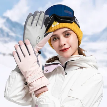 Kültéri síelés Kesztyű Téli női őszi téli meleg, szélálló, vízálló érintőképernyő kerékpáros sport pamut kesztyű