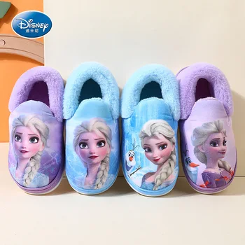 Disney Megfagyott Gyermek Pamut Papucs Lányok csúszásmentes Haza Elsa Hercegnő Pamut Cipő, Téli, Meleg Plüss Cipő