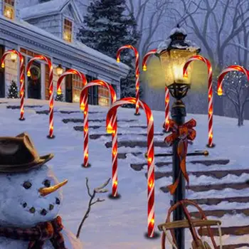Kerti Solar Lámpa Karácsonyi cukorbot Fények Boldog Karácsonyi Díszek Udvaron Kerti LED Lámpa Új Év Karácsonyi Dekoráció