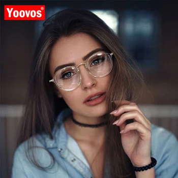 Yoovos Kerek Szemüveg Keret, Kék Fény Szemüveg Női Luxus Átlátszó Szemüveg Számítógépes Szemüveg Keretek Optikai Tiszta