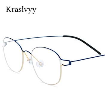 Krasivyy Vintage Kerek Szemüveg Keret Férfiak Titán Ötvözet Screwless Optikai Felírt Szemüveget A Nők Dánia Koreai Szemüveg