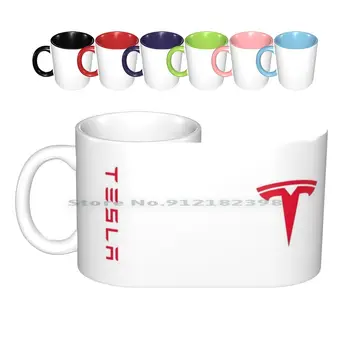 Tesla Piros-Egyszerű, De Szép Név Kerámia Bögre Kávés Csésze Tej, Tea Bögre Tesla Elon Elektromos Autó A Jövő Geek, Nerd, Kreatív