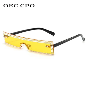 OEC CPO Kis Gyémánt Egy darab Napszemüveg, Női Divat Crystal Keret nélküli Nap szemüveg Női Strasszos Szemüveg Oculos Sol O912