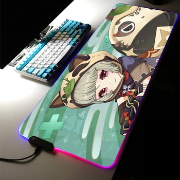 Genshin Hatása RGB LED-es Játék Kiegészítők Led Aranyos Anime Lány Sayu MousePad Szőnyeg Nagy Mechanica Billentyűzet Játék Asztal Mat