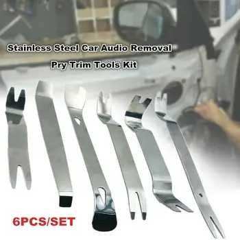 6DB/Set Rozsdamentes Acél Car Audio Eltávolítása Emelje Eszköz Ajtó Klip Panel Dash Rádió Autó Szétszerelése Eszköz