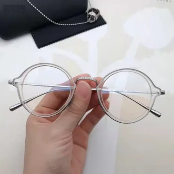 Japán Kézműves Tiszta Titán Szemüveg Keret, Ultra-Könnyű Retro Kerek Férfiak Szemüveg KMN Nők Rövidlátás Olvasó Szemüveg Gafas