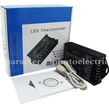 TC420 Idő programozható RGB LED Vezérlő DC12V-24V 5Channel LED Időzítés dimmer Teljes Kimeneti 20A Közös Anód USB Vezeték