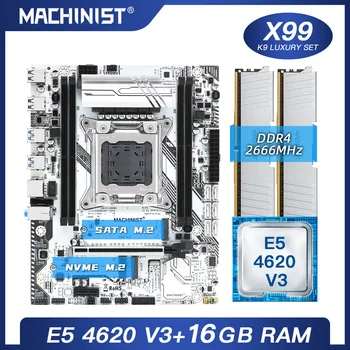 GÉPÉSZ X99 alaplap LGA 2011-3 készlet-készlet Intel xeon E5 4620 V3 processzor DDR4 16G(2*8G) 2666MHz RAM memória M-ATX X99-K9