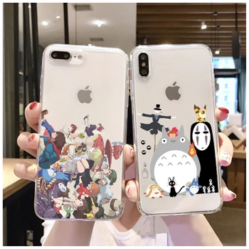 Aranyos Totoro chihiro szellemországban Ghibli Miyazaki Anime Nincs Arca Puha, Tiszta Telefon tok iPhone 12 13 11 Pro 7 8 Plusz 6 XS XR Max coque közelében