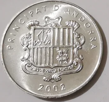 Andorra 2002 1 cent emlékérme 100% Valódi Eredeti Érme Gyűjtemény, Érme