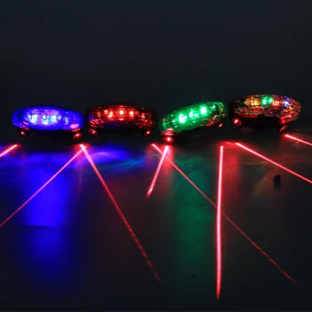 Kerékpár LED-es hátsó Lámpa Vízálló Biztonsági Figyelmeztetés 5 LED-2 Lézer Este MTB Országúti Kerékpár Hátsó Lámpa Többszínű Kerékpár Kiegészítők