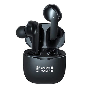 In-Ear Sport Bluetooth Vezeték nélküli Bluetooth Fejhallgató Kettős Mikrofon LED Kijelző a Felnőtt Gaming Fekete