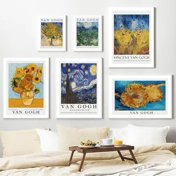 Van Gogh Csillagos Éj Napraforgó Fauvizmus Wall Art Vászon Festmény Északi Poszterek, Nyomatok, Fali Képek, Nappali Dekor