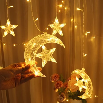 LED Hold, Csillagok, String Karácsonyi Fények Szarvas Tündér Függöny Fény 110V, 220V Party Esküvői Dekoráció Új Év lakberendezés