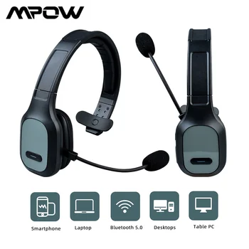 Mpow HC10 Üzemeltető Fejhallgató Fejét szerelt Mono Bluetooth fülhallgató V5.0 Vezeték nélküli Fejhallgató zajszűrős Mikrofon, Skype