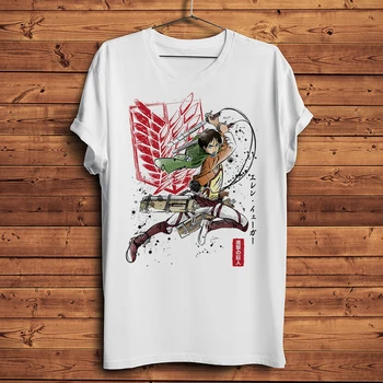 akvarell Eren Jaeger Mikasa Ackerman vicces anime tshirt Férfiak Fehér Alkalmi, rövid Póló Unisex Támadás Titán streetwear tee