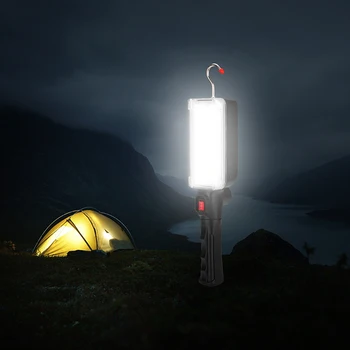 Hordozható Lámpa Zseblámpa Teljesítmény 2*18650 Akkumulátor LED COB Mágneses Munka Világítás Linternas a Kemping Lámpa Éjszakai Horgászat