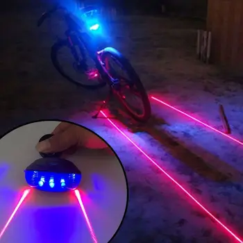 Kerékpár LED-es Hátsó hátsó lámpa Vízálló Biztonsági Figyelmeztető Lámpa 5 LED-es, 2 Lézer Este Hegyi Kerékpár Lámpa Hátsó Lámpa Bycicle Fény