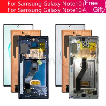 AMOLED Samsung Galaxy Note 10 Lcd N970F N9700 Kijelző érintőképernyő Digitalizáló +Keret Samsung note10+ LCD N975 N9750/DS