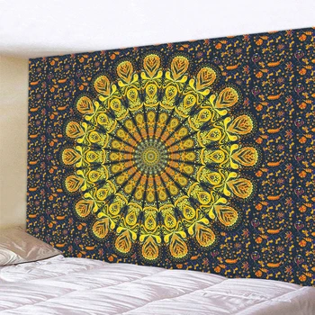 Mandala pszichedelikus jelenet nagy méretű lakberendezési gobelin bohém dekoráció falra jóga szőnyeg, fal dekoráció