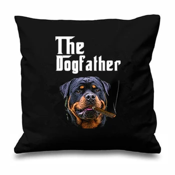 Fekete A Dogfather Rottweiler Párnákat Esetben, Ha Rágyújtasz Rott Rottweiler Párnahuzat Őr Őr, Kutya Szerető Ajándékok, Dekoráció