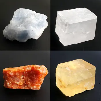 1DB Természetes Kristály Fehér vagy Narancssárga vagy Kék Kalcit Rockstone Reiki Gyógyító Példány Roughstone Nyers Ásványi anyagok Gyűjteménye Ajándék